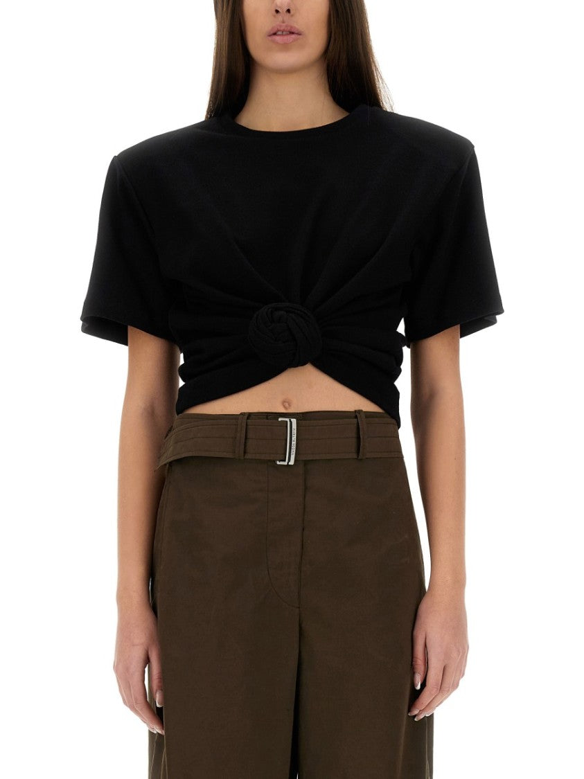 Magda Butrym Cropped Knotted T-Shirt With Twist Design