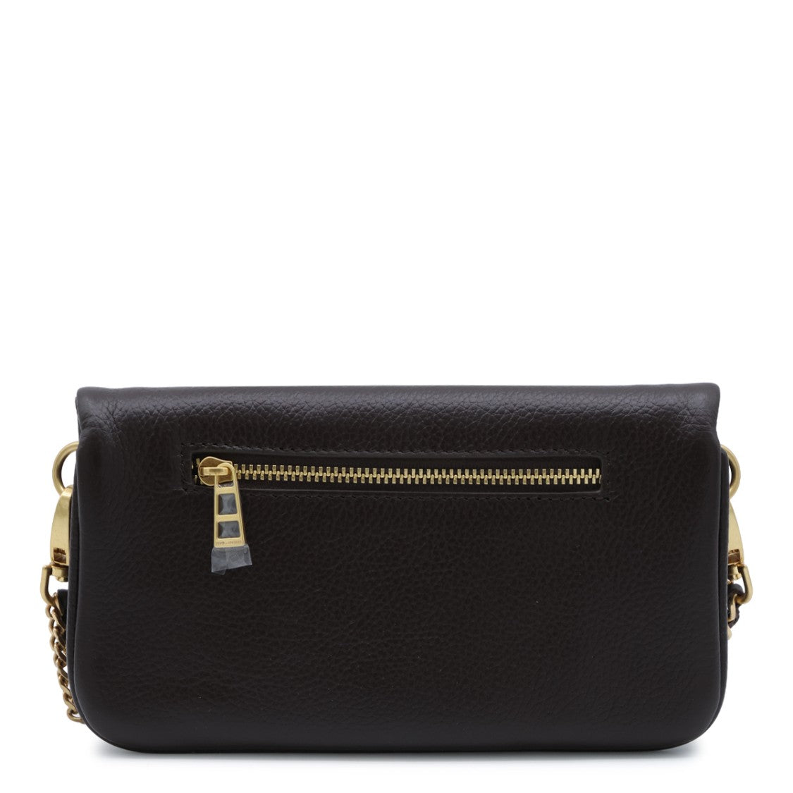 Zadig & Voltaire Textured Black Fold-Over Bag With Gold Accents