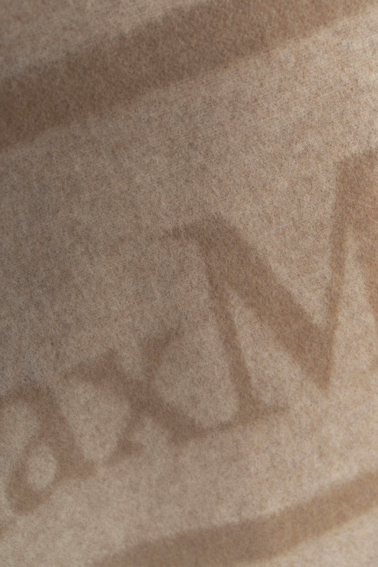 Max Mara Fringe-Detail Wool Cape With Logo Print