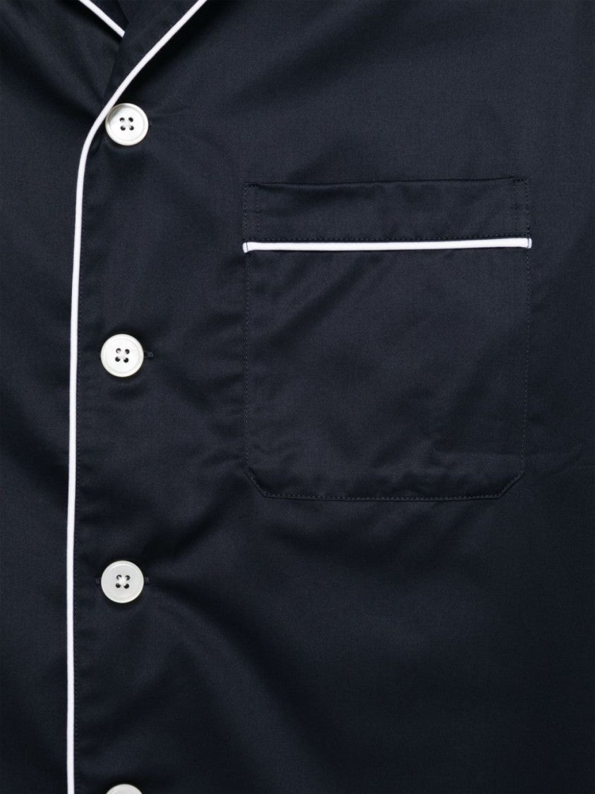 Tekla Navy Satin Nightshirt