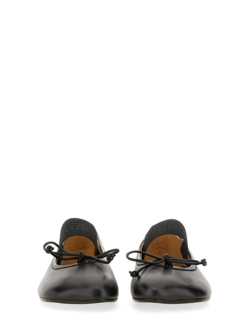 Mm6 By Maison Margiela Anatomic Rounded Toe Bow Leather Flats
