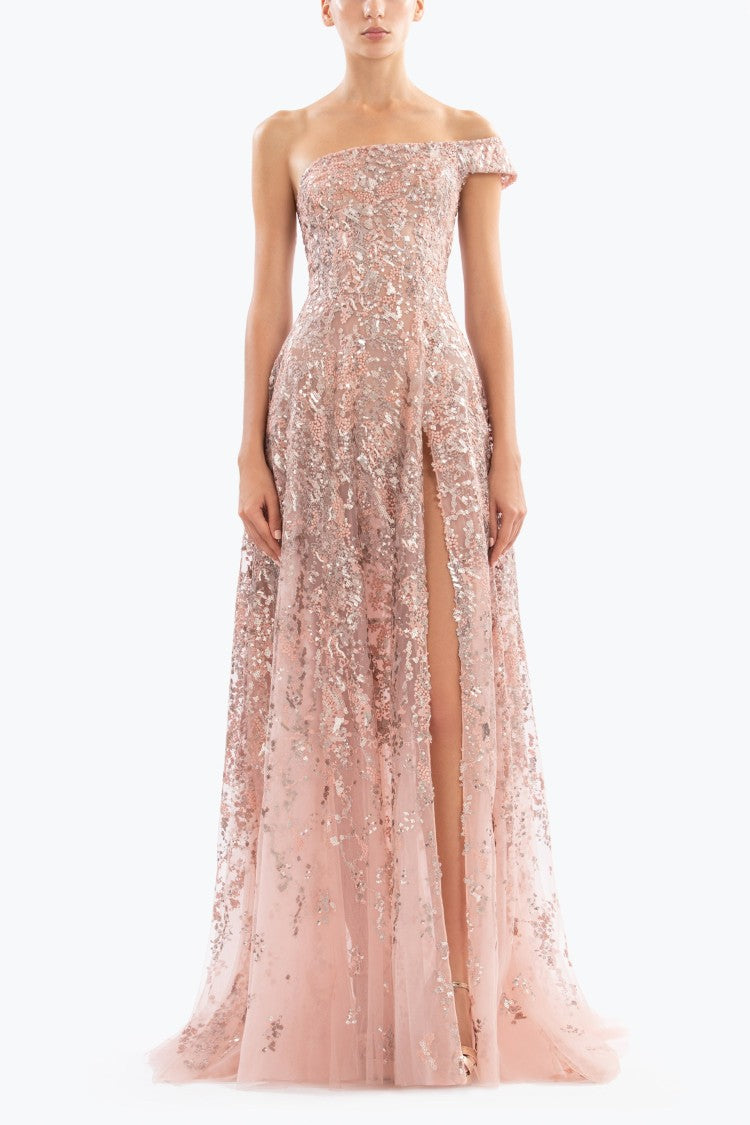 Saiid Kobeisy Off-Shoulder Long Embroidered Dress