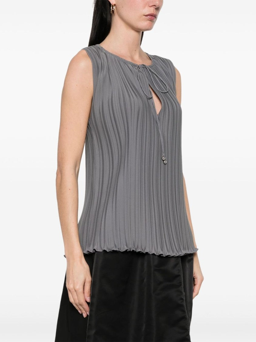 Lanvin Slate Grey Keyhole Neck Sleeveless Top