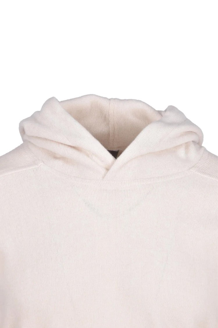 A.M.Couture White Wool Polyester Elastane Viscose Women's Hoodie