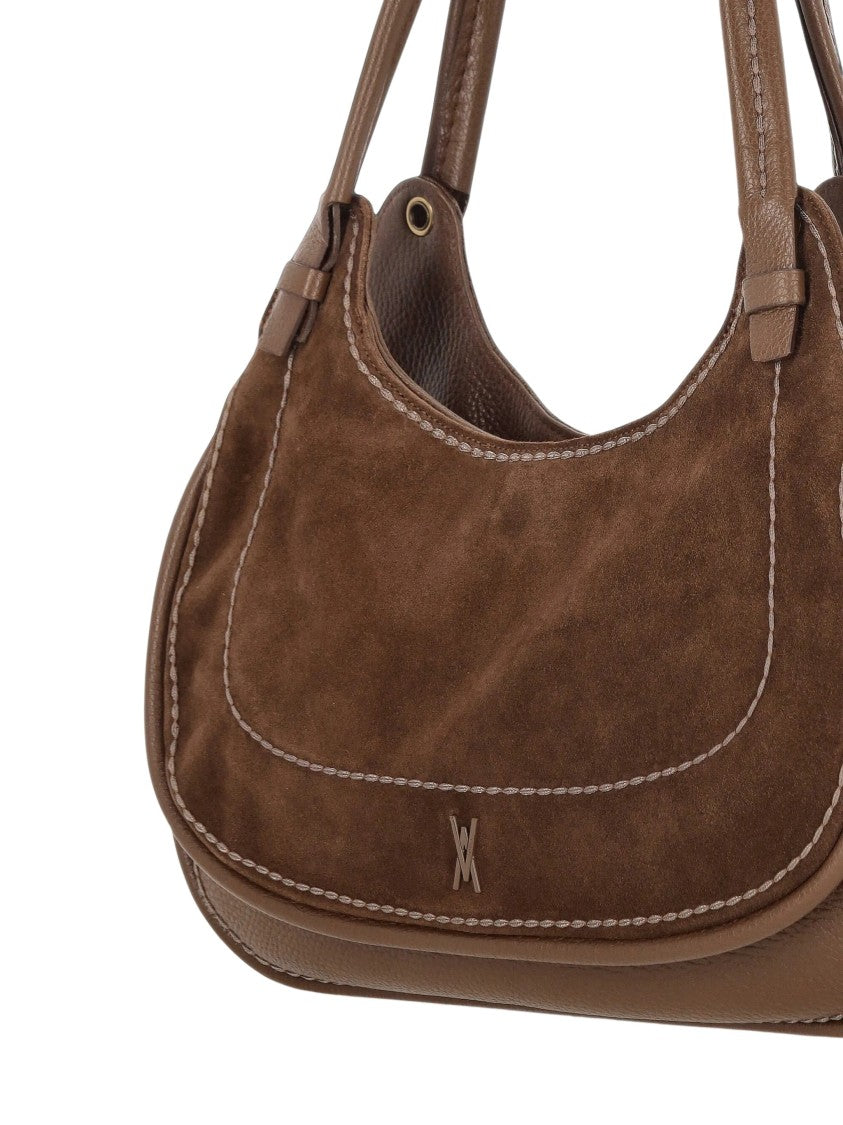 Visona` Chocolate Brown Calf Leather Shoulder Bag