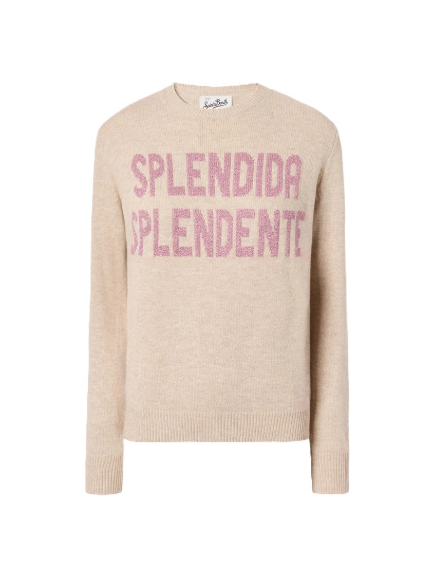Mc2 Saint Barth Elegant Beige Knit Sweater With Textured Detail