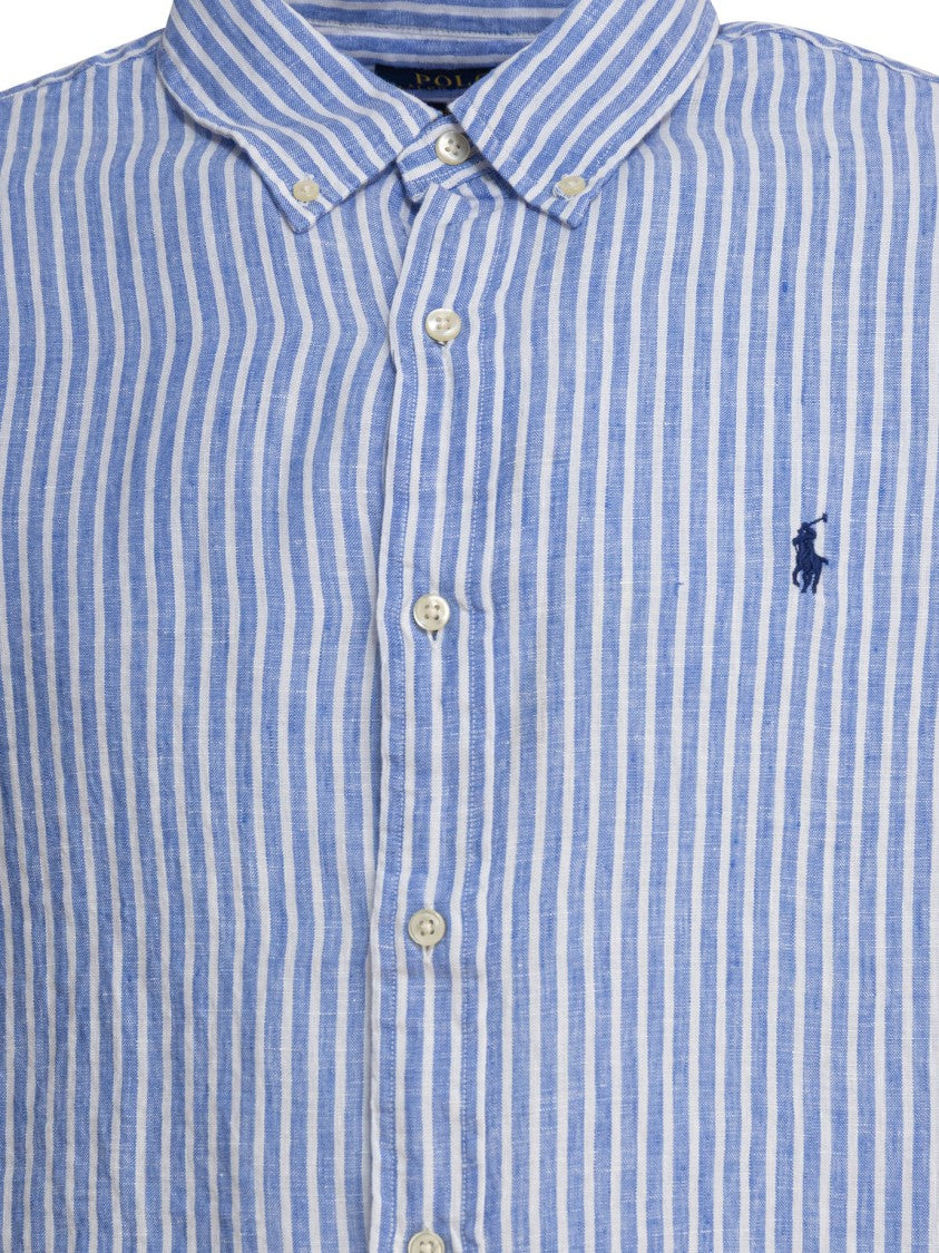 Polo Ralph Lauren Contoured Linen Shirt With Vertical Stripes
