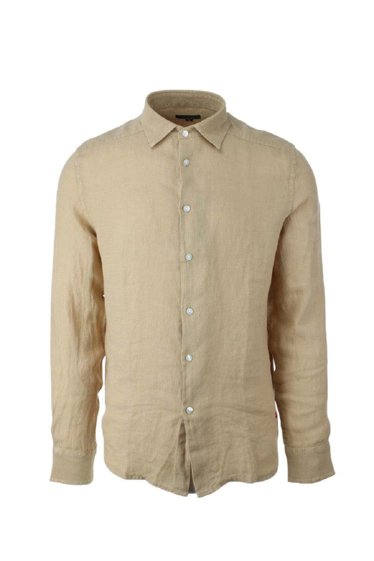 Peuterey Long-Sleeved Linen Sporty Collar Shirt