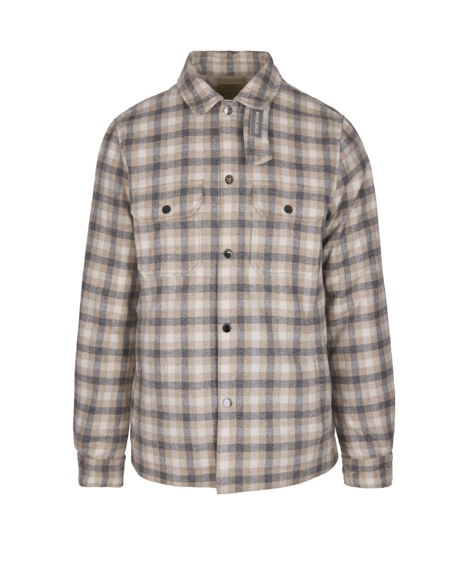 Woolrich Oatmeal Check Wool Blend Jacket