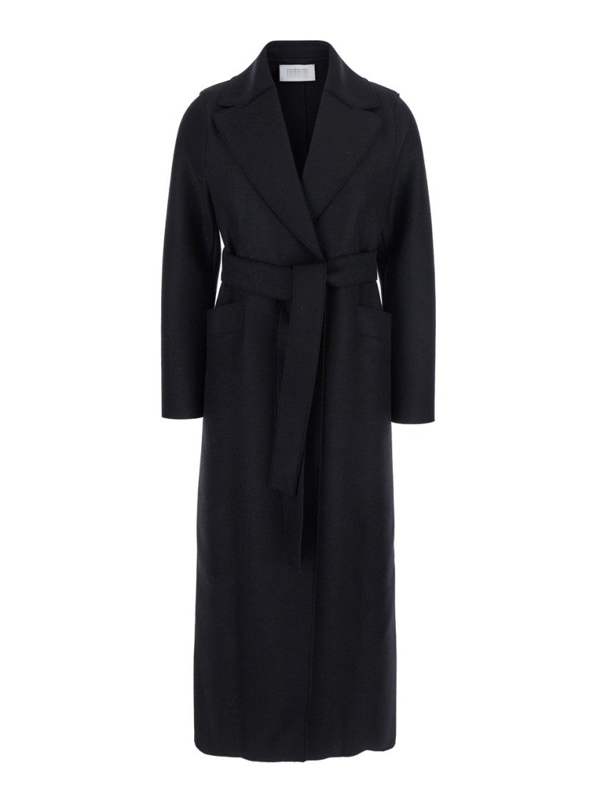 Harris Wharf London Belted Long Coat With Tailored Design