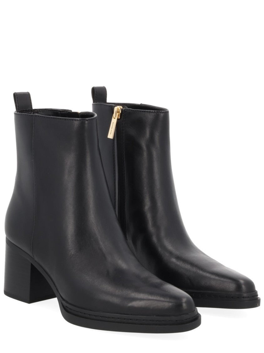 Michael Michael Kors Lex Gold-Tone Zip Leather Block-Heel Boots