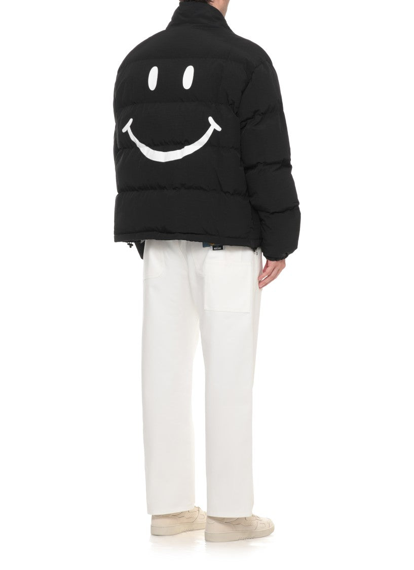 Moschino Black High Collar Drawstring Hem Short Padded Down Jacket