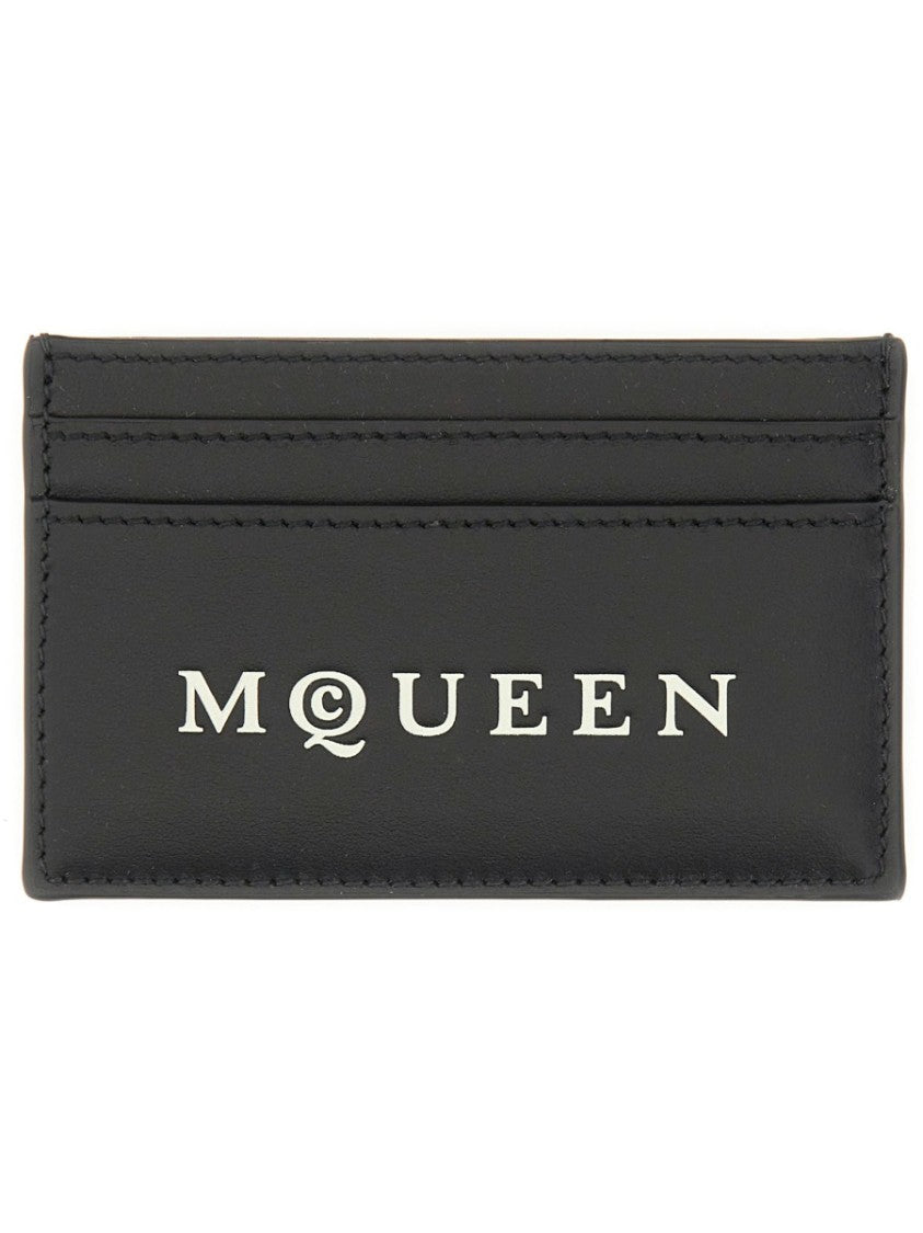 Alexander Mcqueen Neutrals Rectangular Dual Sided Logo Card Holder