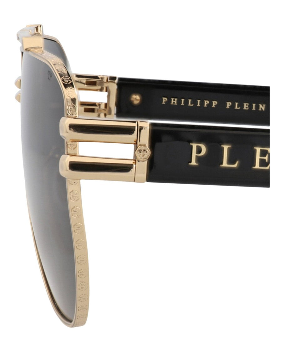 Philipp Plein Gold-Tone Aviator-Frame Metal Sunglasses With Cutout Accents