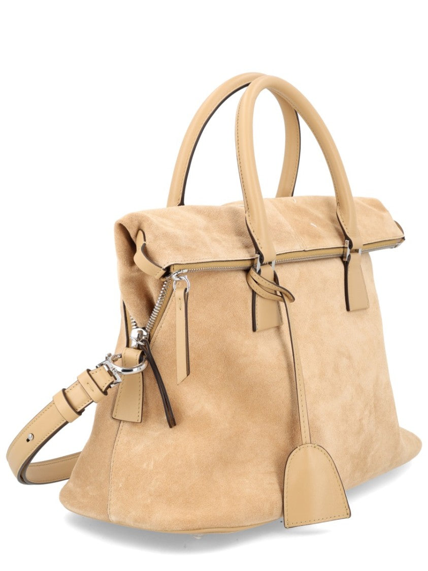 Maison Margiela Neutrals 5Ac Medium Suede Tote Bag