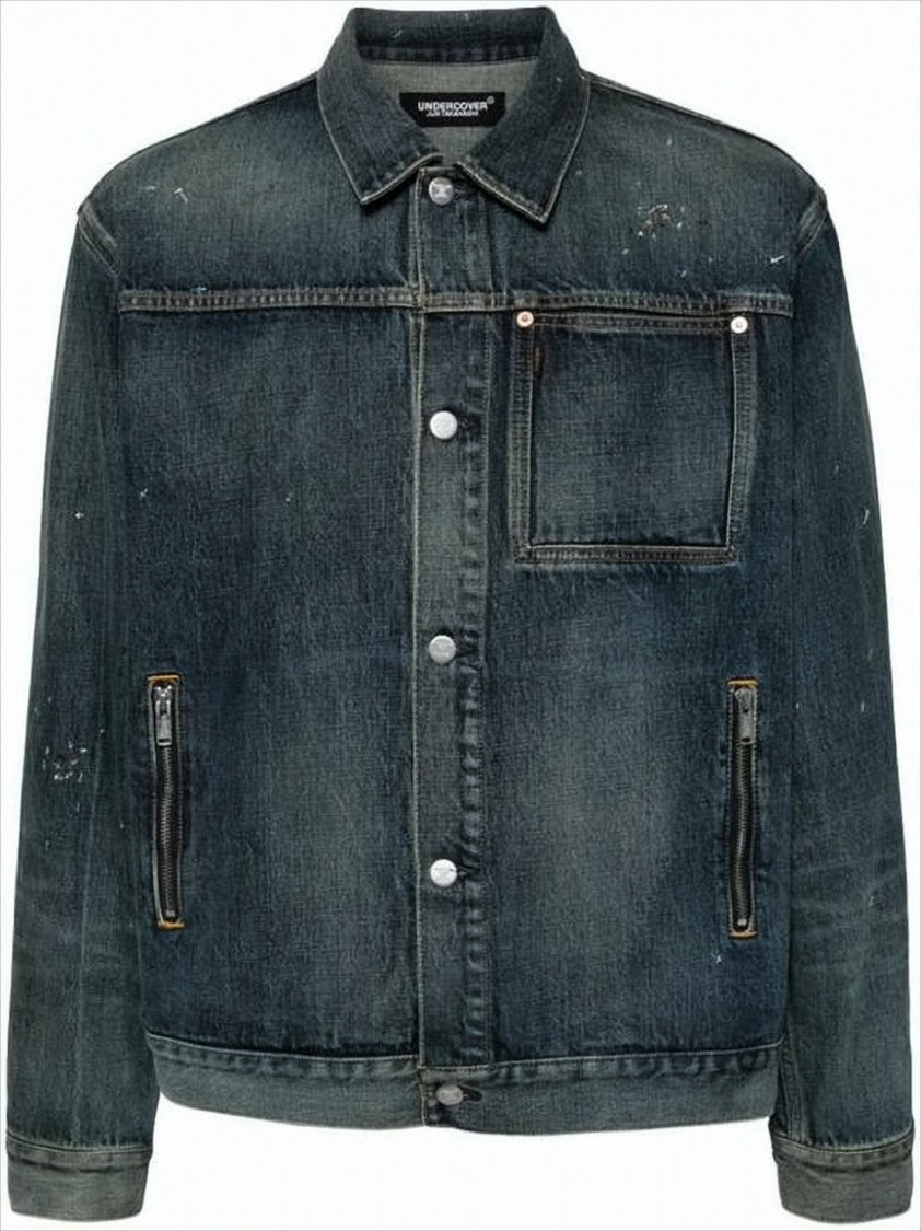 Undercover Distressed Blue Denim Jacket With Vintage Appeal