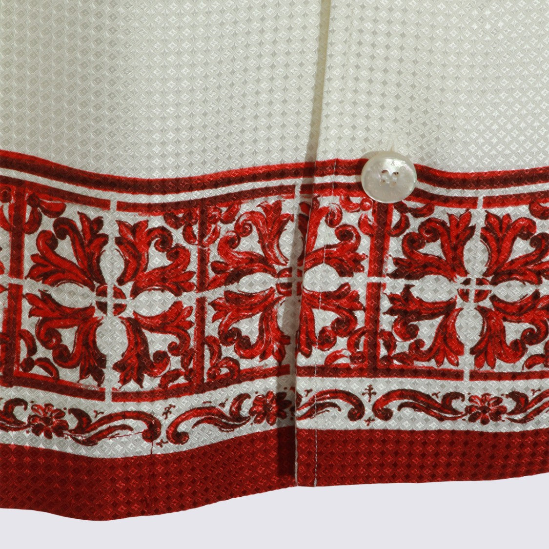 Dolce & Gabbana Short-Sleeve Shirt With Ornamental Red Accents