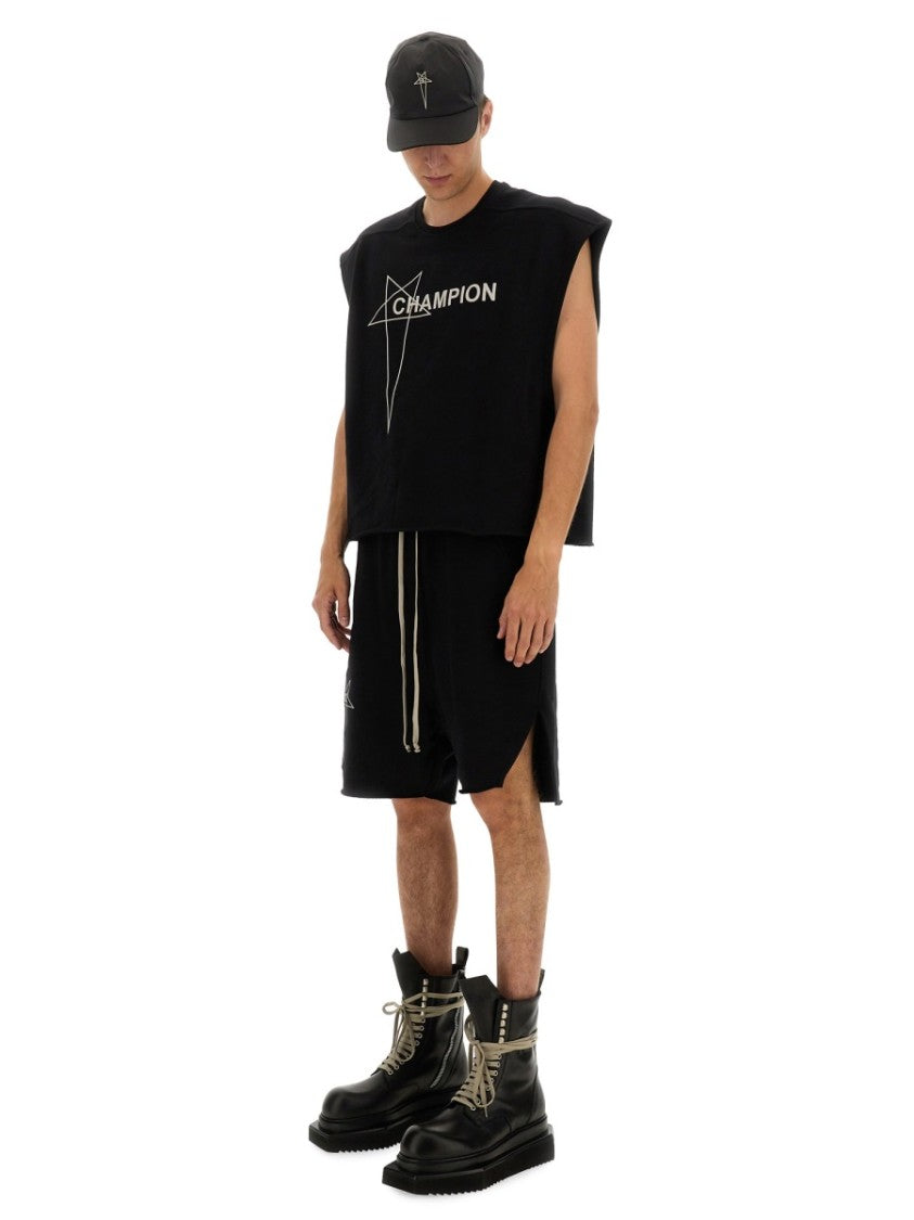 Champion X Rick Owens Short Pods Beveled With Distinctive Star Graphic