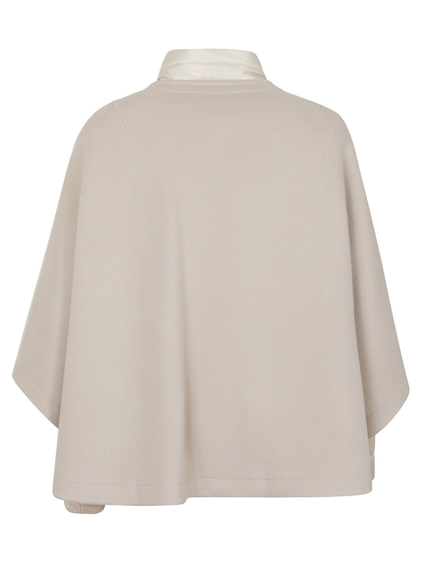 Fay Beige Wool And Cashmere Blend Cape With Removable Inner Jacket