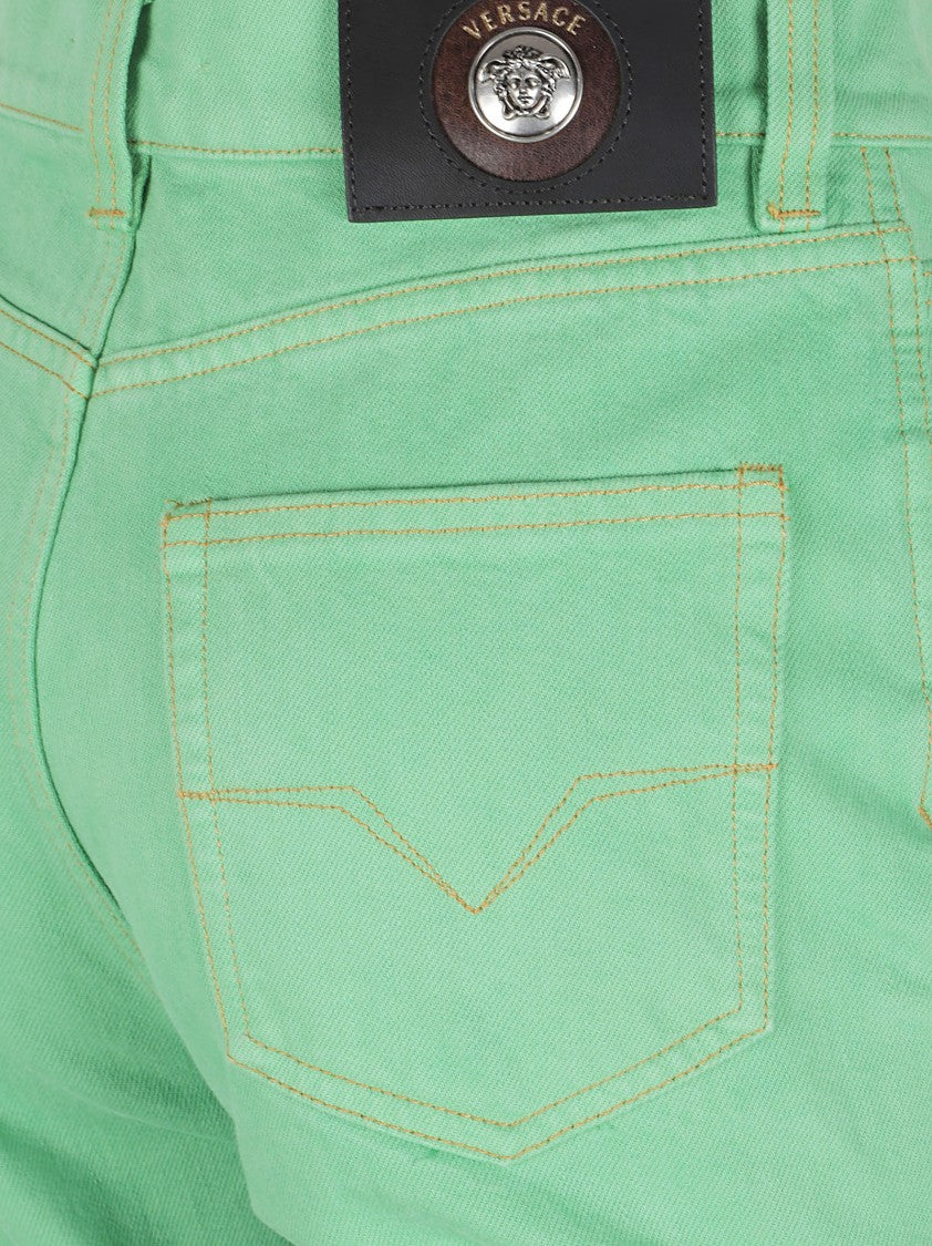 Versace Capri-Length Denim Pants With Adjustable Hems And Medusa Emblem