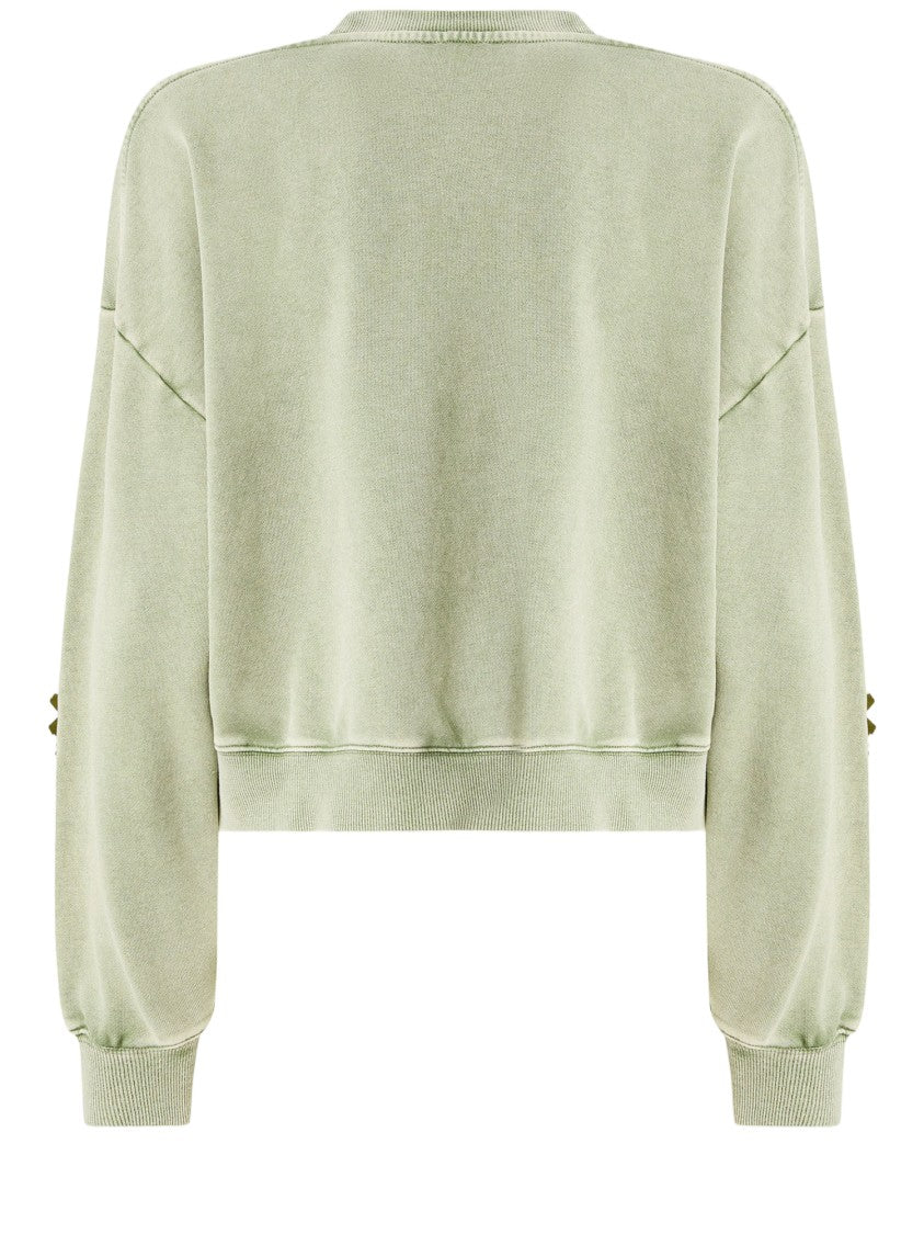 Pinko Cotton Sweatshirt With Jeweled Flowers