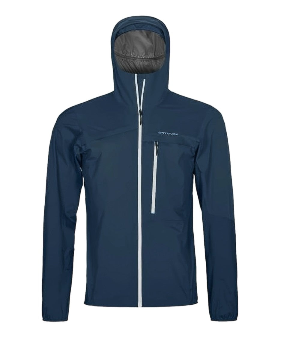 Ortovox Lightweight Hooded Polyamide Jacket With Vertical Zipper Pocket