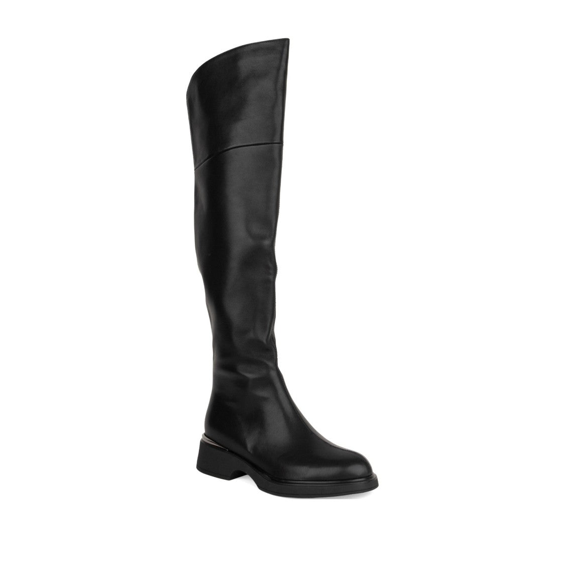 Linda Baumann Black Leather Tall Smooth Side Zip Boots