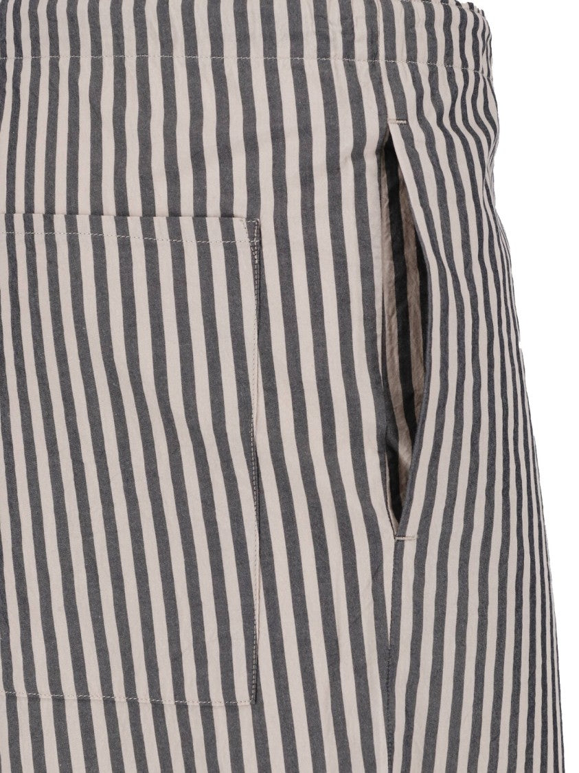 Kaptain Sunshine Black/Beige Vertical Striped Straight-Leg Trousers