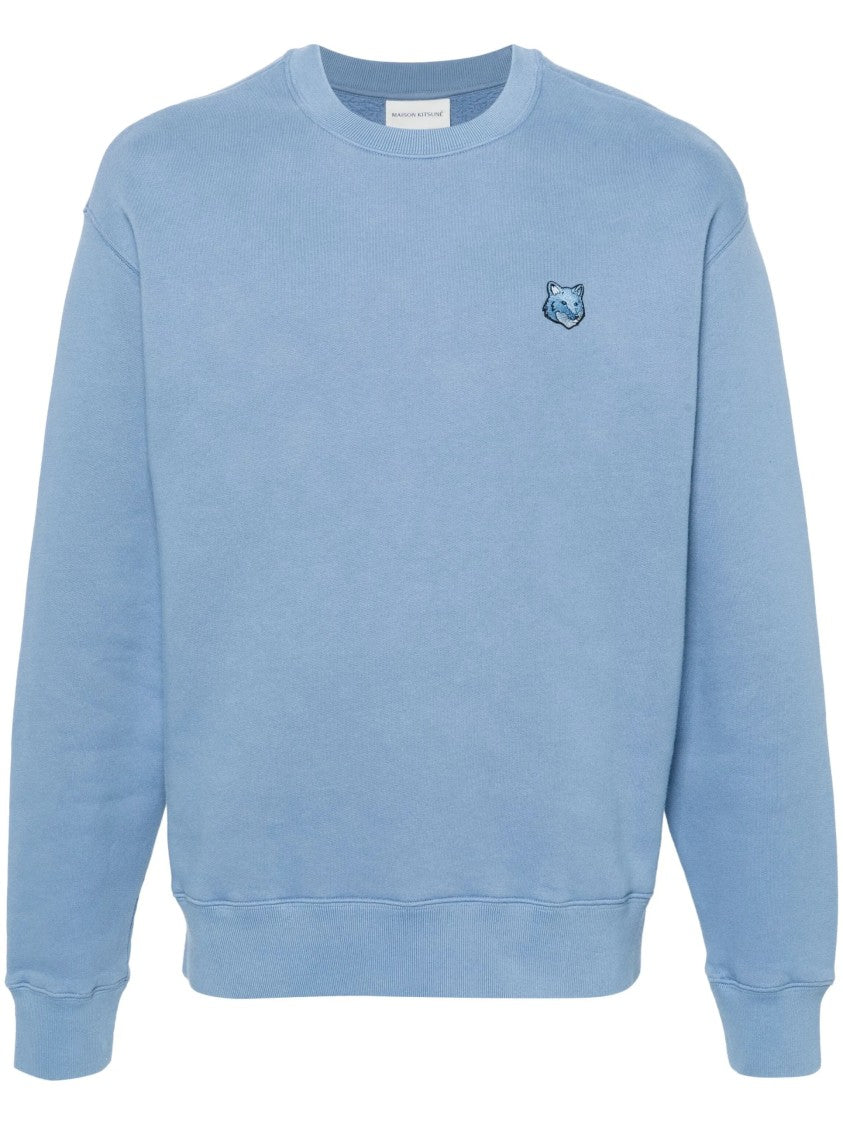 Maison Kitsuné Relaxed Fit Long-Sleeve Crewneck Sweatshirt With Embroidered Fox Emblem