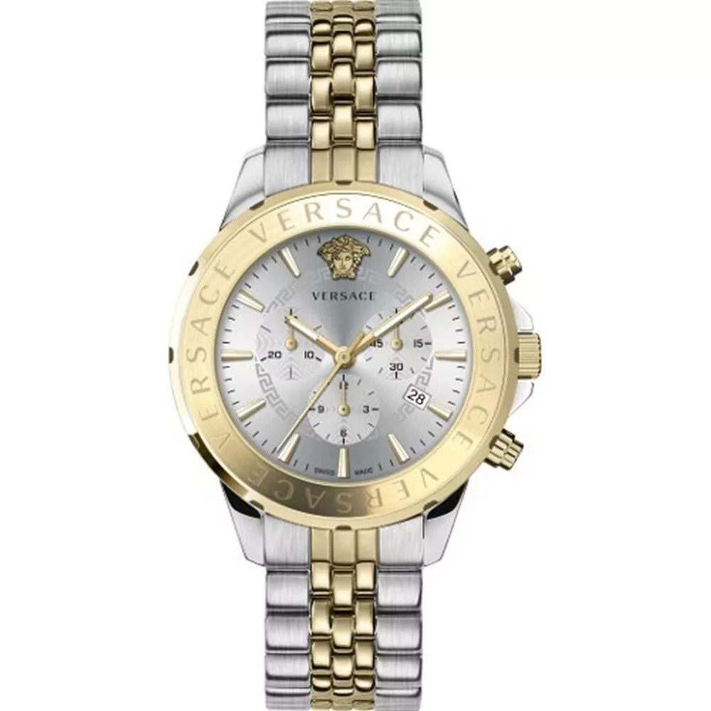 Versace 36Mm Blue Dial Analog Watch With Calf Leather Strap
