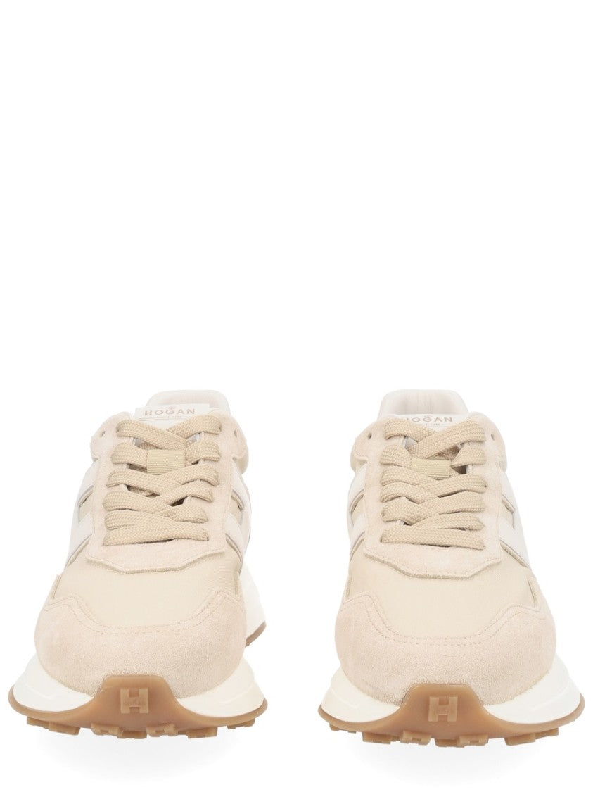 Hogan Beige H641 Thick Textured Sole Sneakers