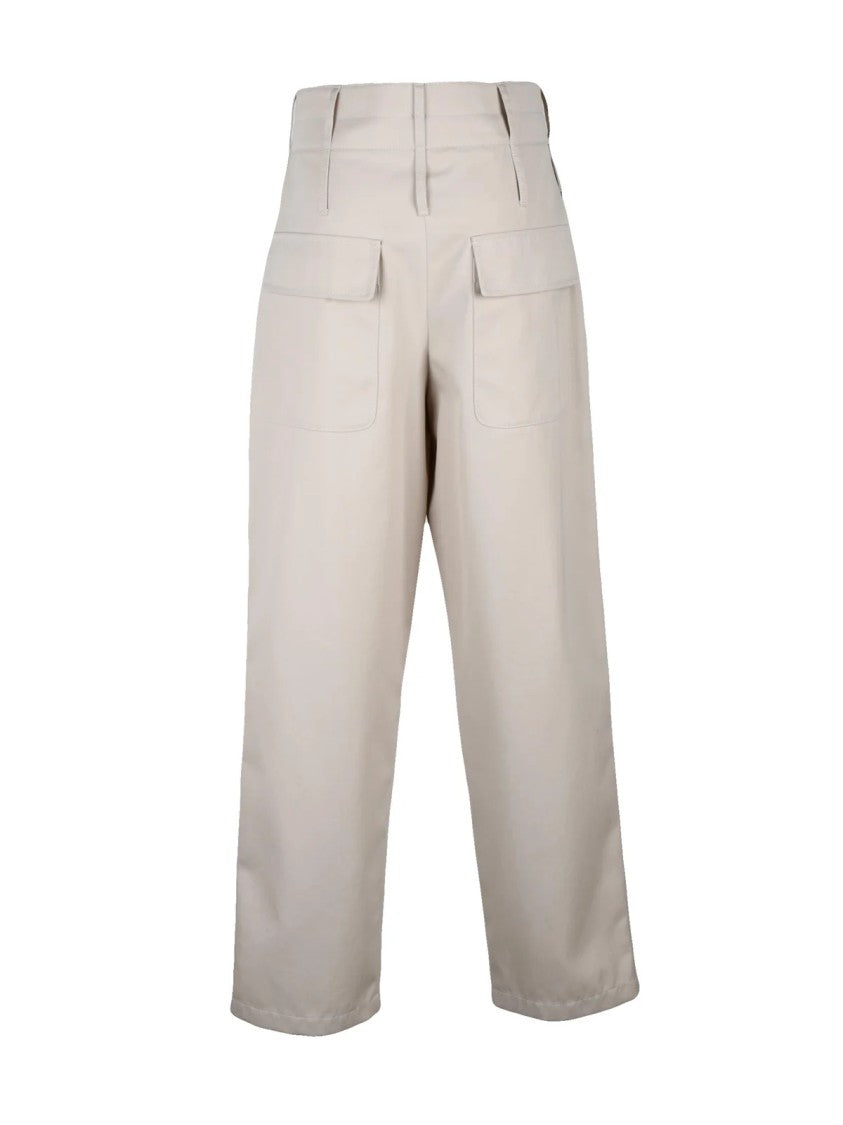 Moschino Couture Beige Polyester-Blend High-Waist Chino Pants