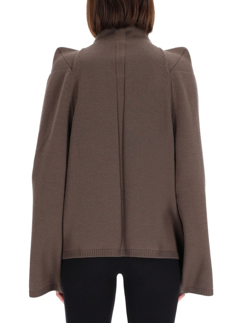 Rick Owens Boxy High Neck Wool Sweater