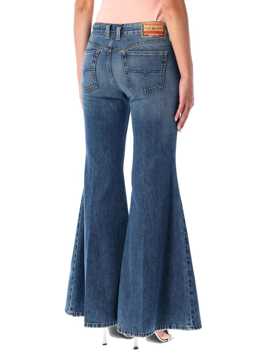 Diesel Blue Low-Rise Flared Jeans 1970 D-Bleess