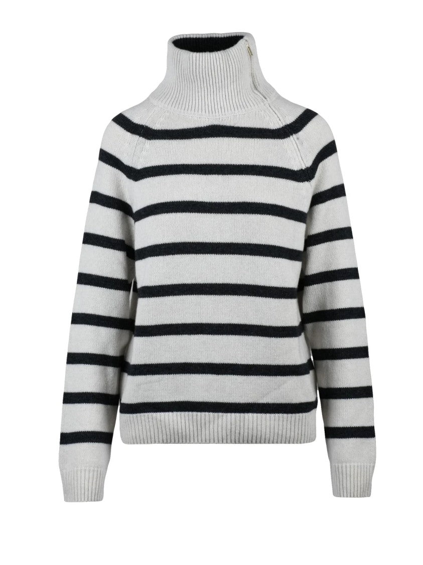 Semi Couture High Neck Zip Sweater In Cashmere-Polyamide Blend