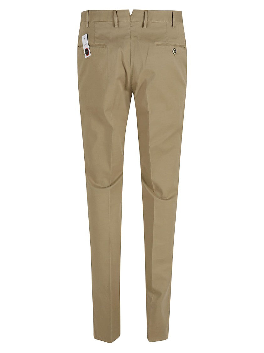 Pt Torino Beige Super Slim Trousers With Diagonal Pockets