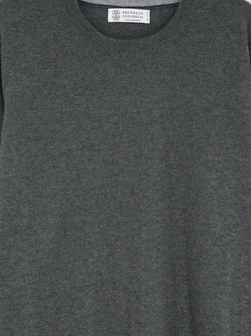 Brunello Cucinelli Dark Grey Girocollo Cashmere Sweater
