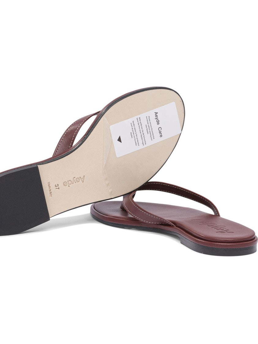 Aeydē Brown Nappa Leather Sandals