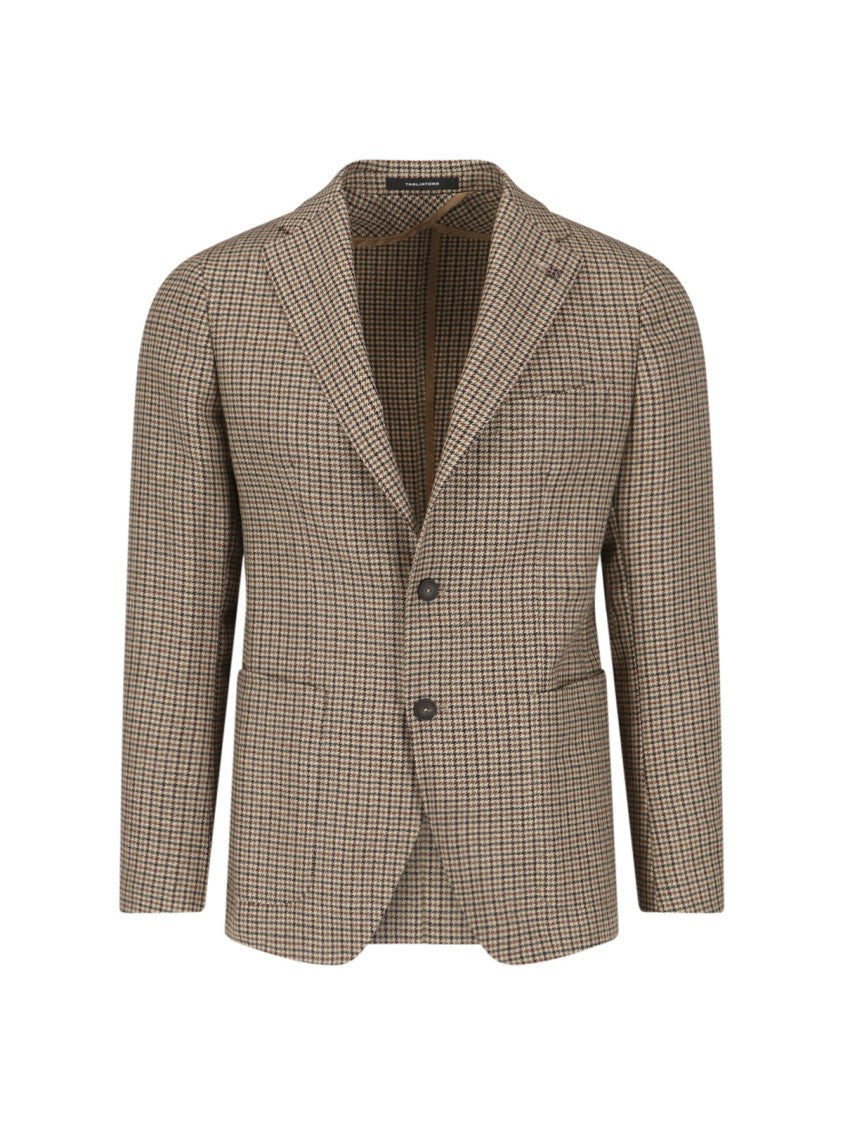 Tagliatore Brown Houndstooth Blazer