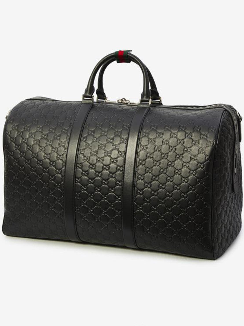 Gucci Black Arabella Structured Embossed Leather Duffle