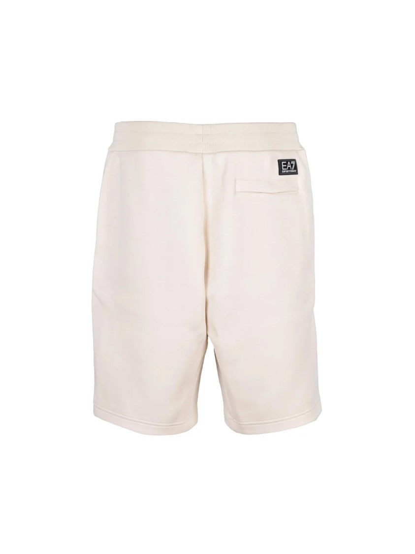 Ea7 Emporio Armani White Cotton-Blend Sweatshirt Shorts