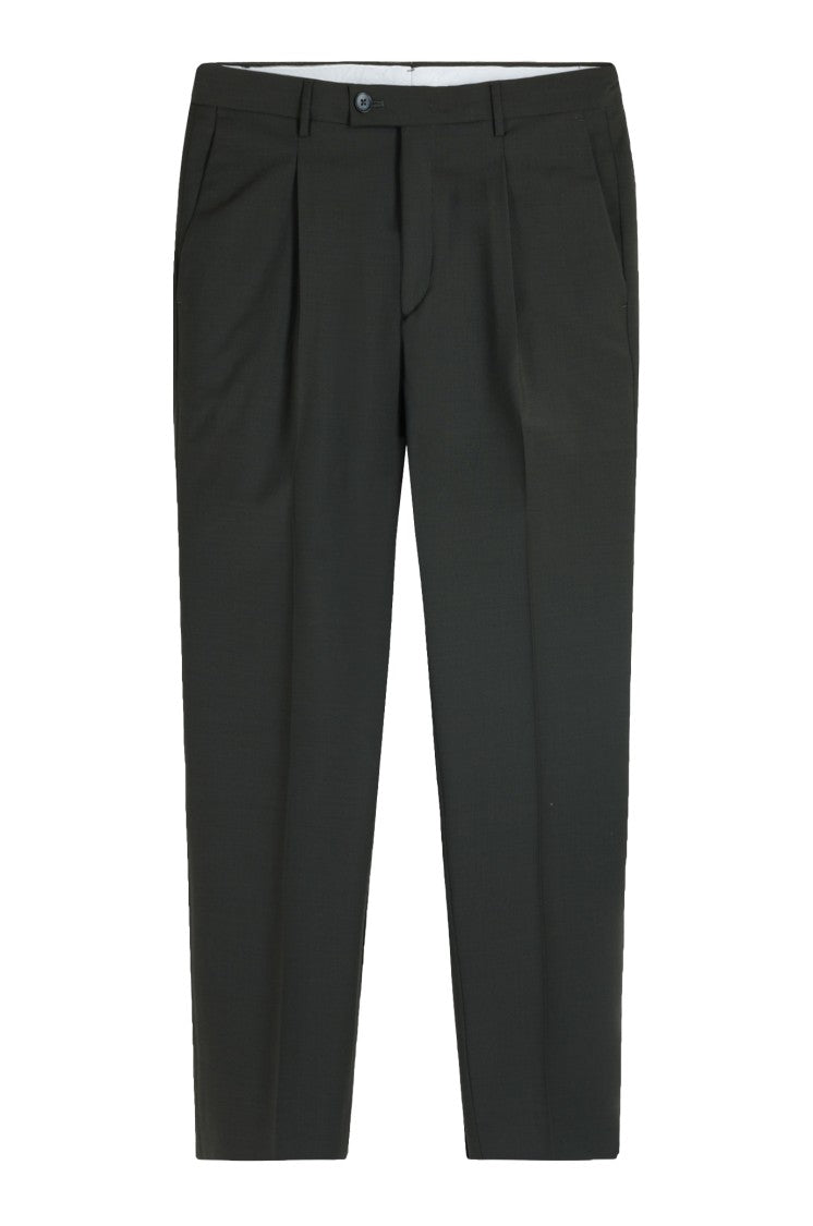 Gazzarrini X Michele Franzese Forest Green Tailored Trousers With Front Pleats