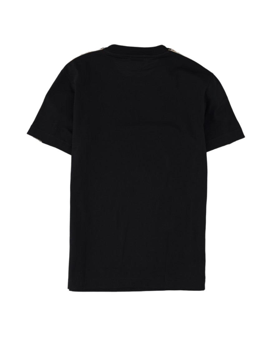 Burberry Plaid Accent Black Cotton T-Shirt