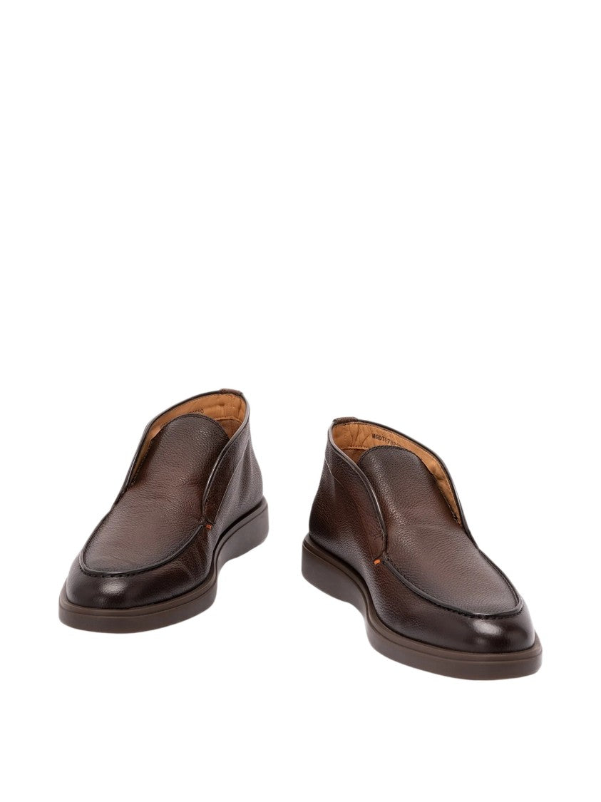 Santoni Textured Leather Slip-On Loafers