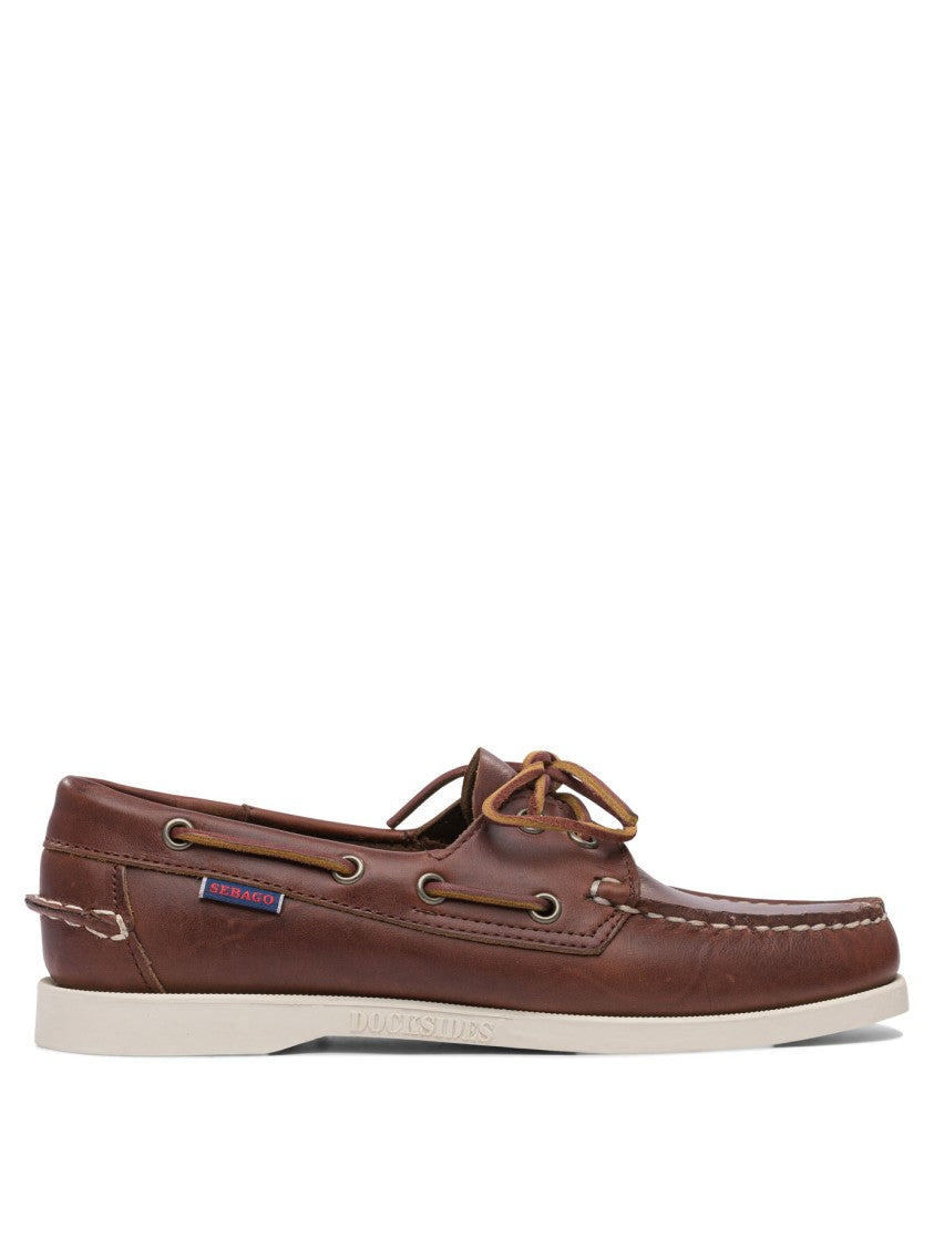 Sebago Brown Leather Loafers With Rubber Sole