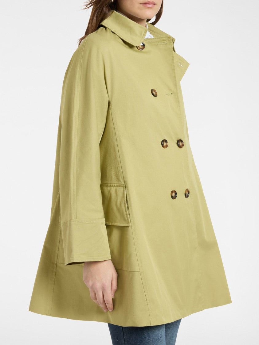 Elena Miro` Caban Linea Kimono Green Double-Breasted Coat