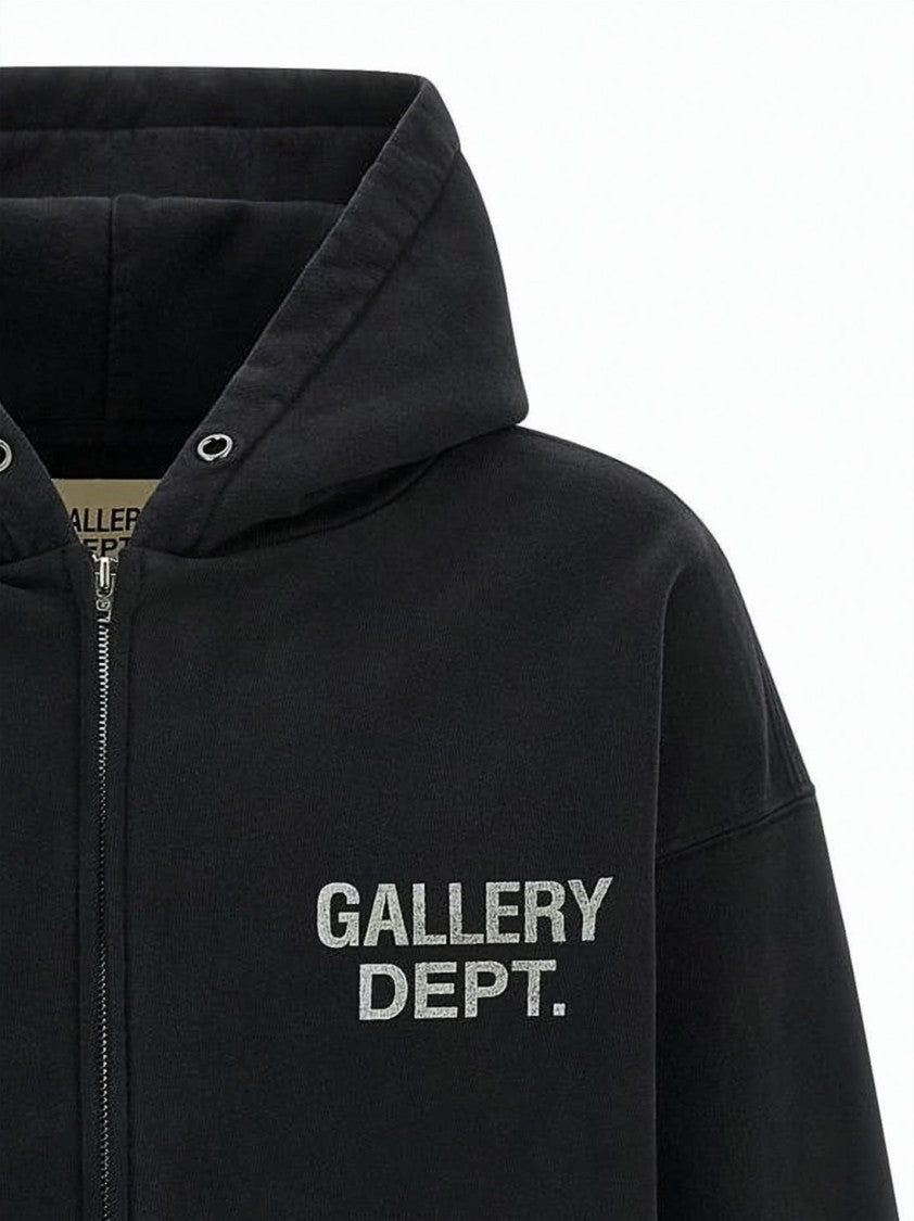 Gallery Dept. Black Zip-Up Hoodie With Bold Logo