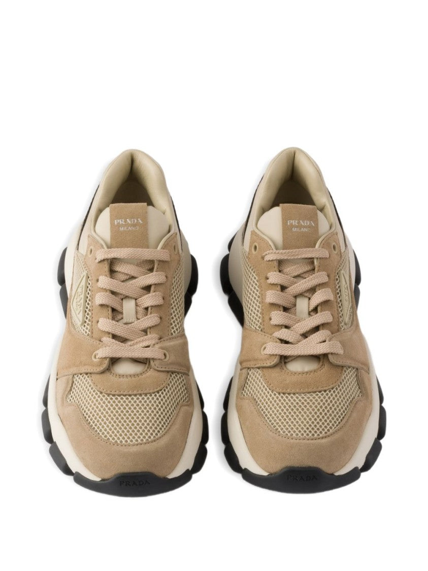 Prada Mesh Suede Lace-Up Sneakers