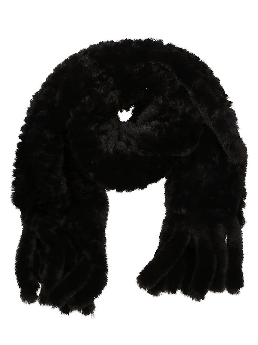 Pinko Deep Black Gelso Faux Fur Scarf