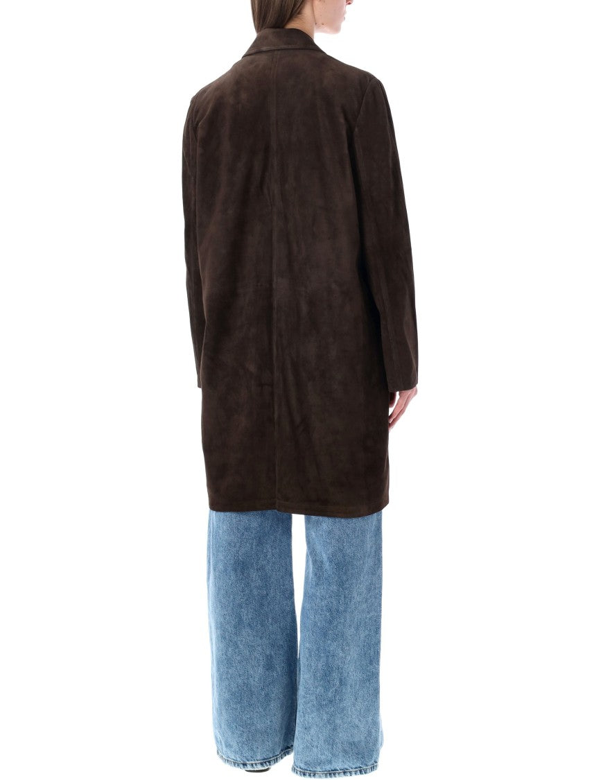 Sword Fringed Suede Leather Tailored Coat